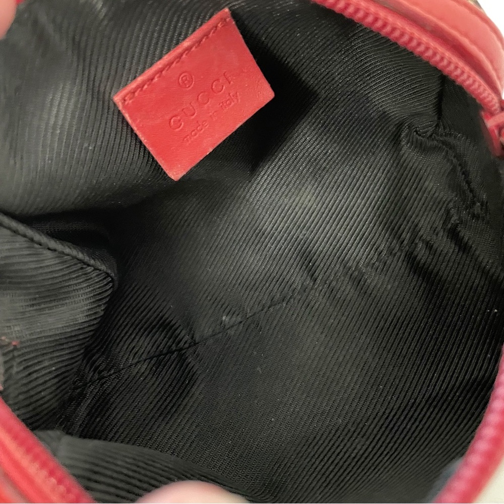 ❤️SOLD❤️Gucci navy blue monogram canvas red leather small cosmetic zip pouch - Picture 10 of 12